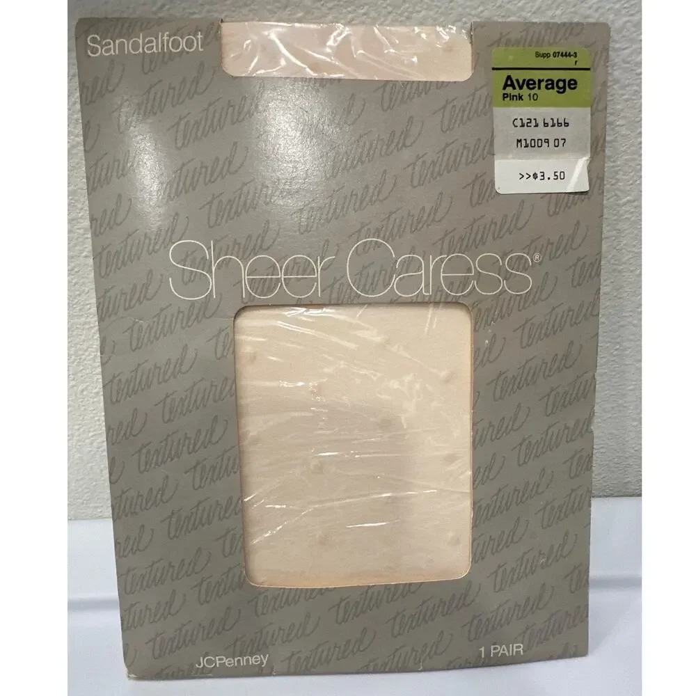 NEW Vintage JCPenney Sandalfoot Pink 10 Sheer Caress Control Top Average 1 Pair